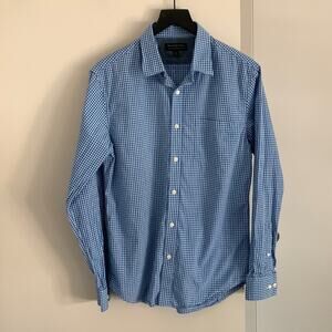 Banana Republic Slim Fit Blue Gingham Button Down Shirt - Small